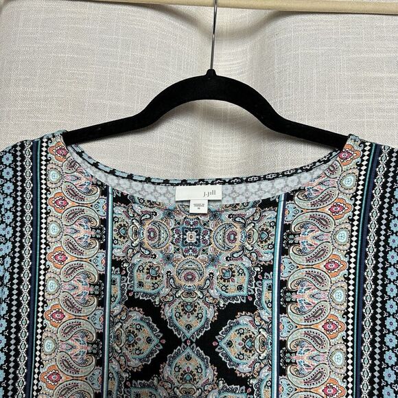 2/$30 J Jill Tunic Top Size M Multicolor Paisley Boho Western Stretchy Flowy - Picture 4 of 11